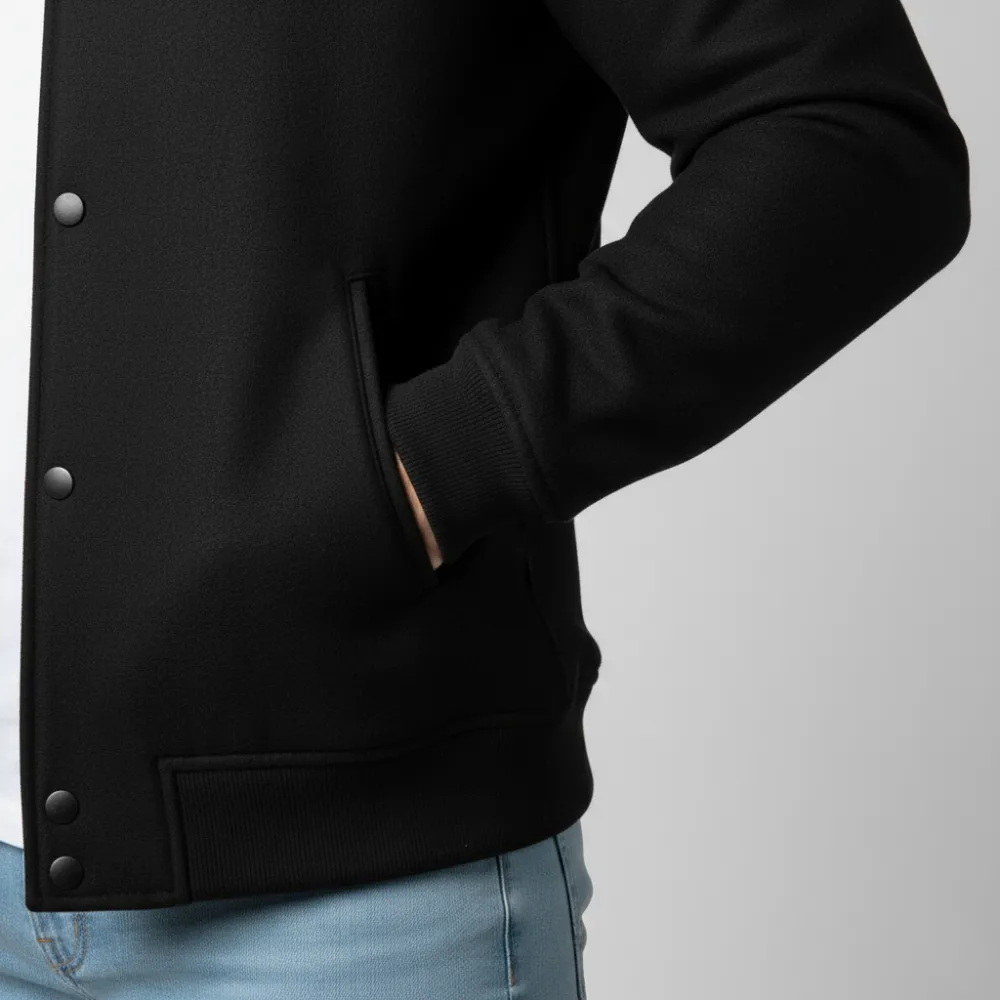 Minimal Wool Letterman Jacket