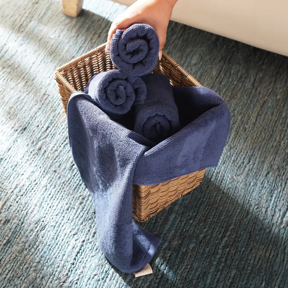 Blue Cotton Hand Towel Set