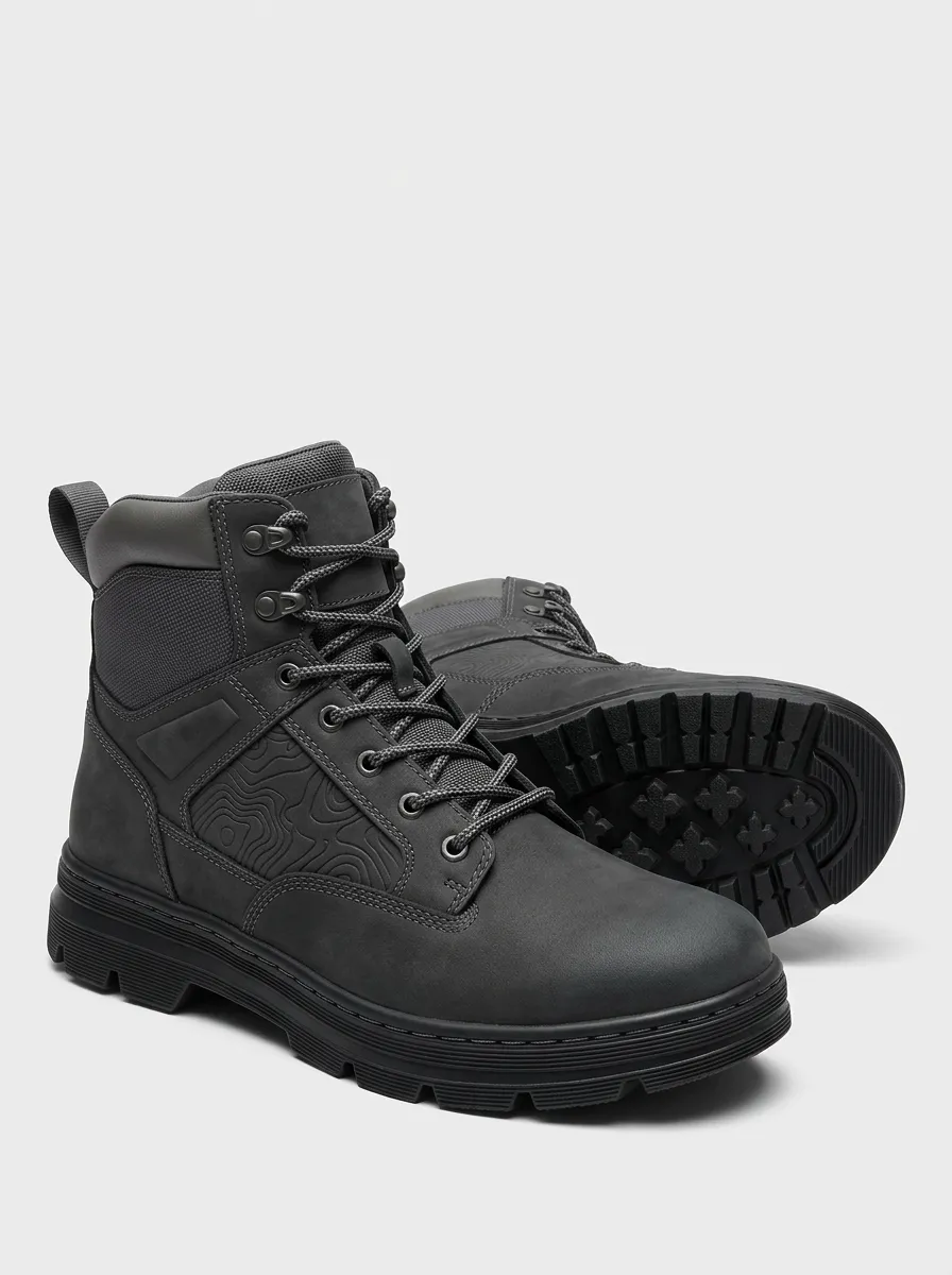 Unisex Streamlined Outdoor Enthusiast Topographic Pattern Print Work Boots