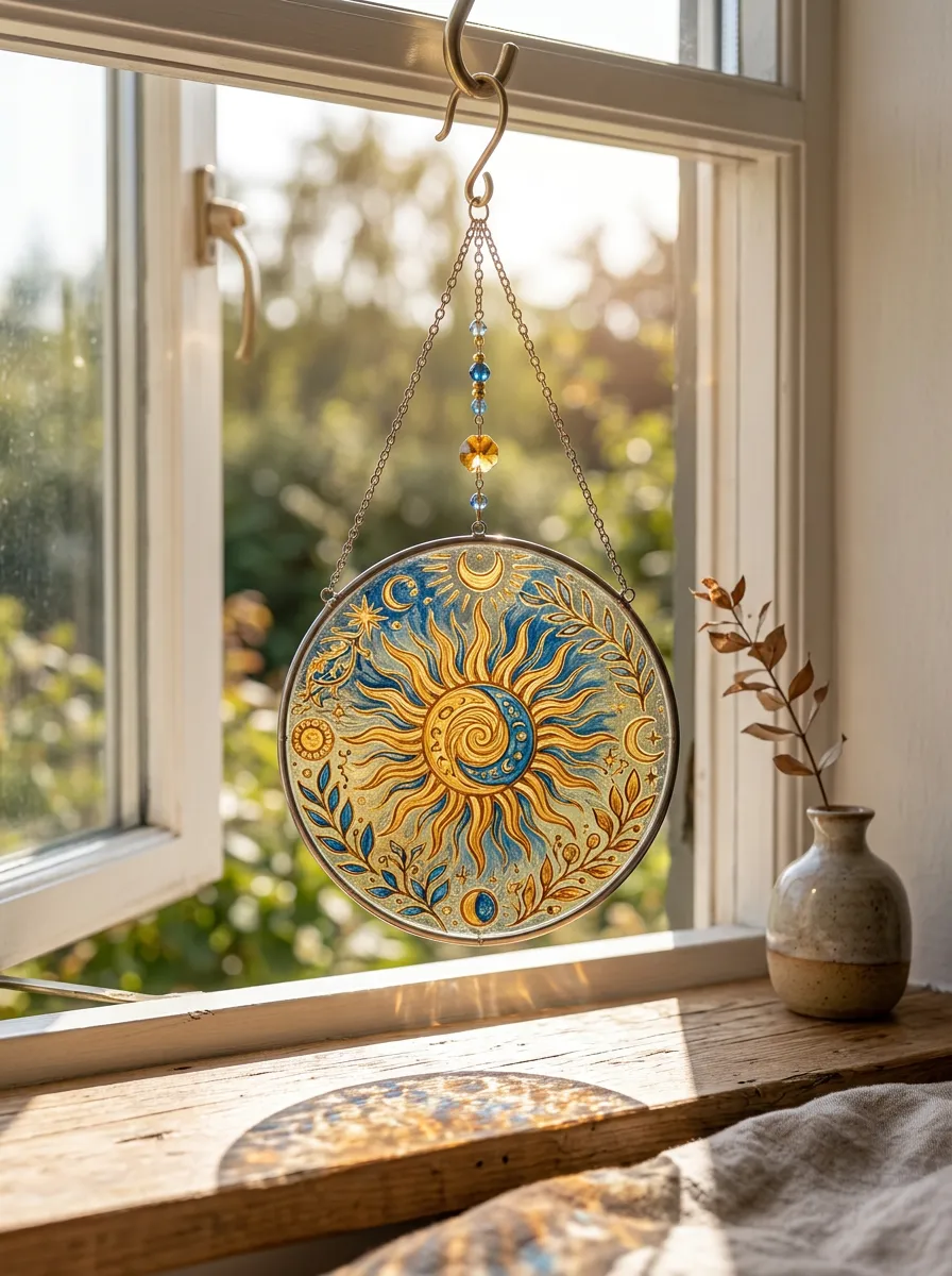 Sun Moon Floral Printed Suncatcher