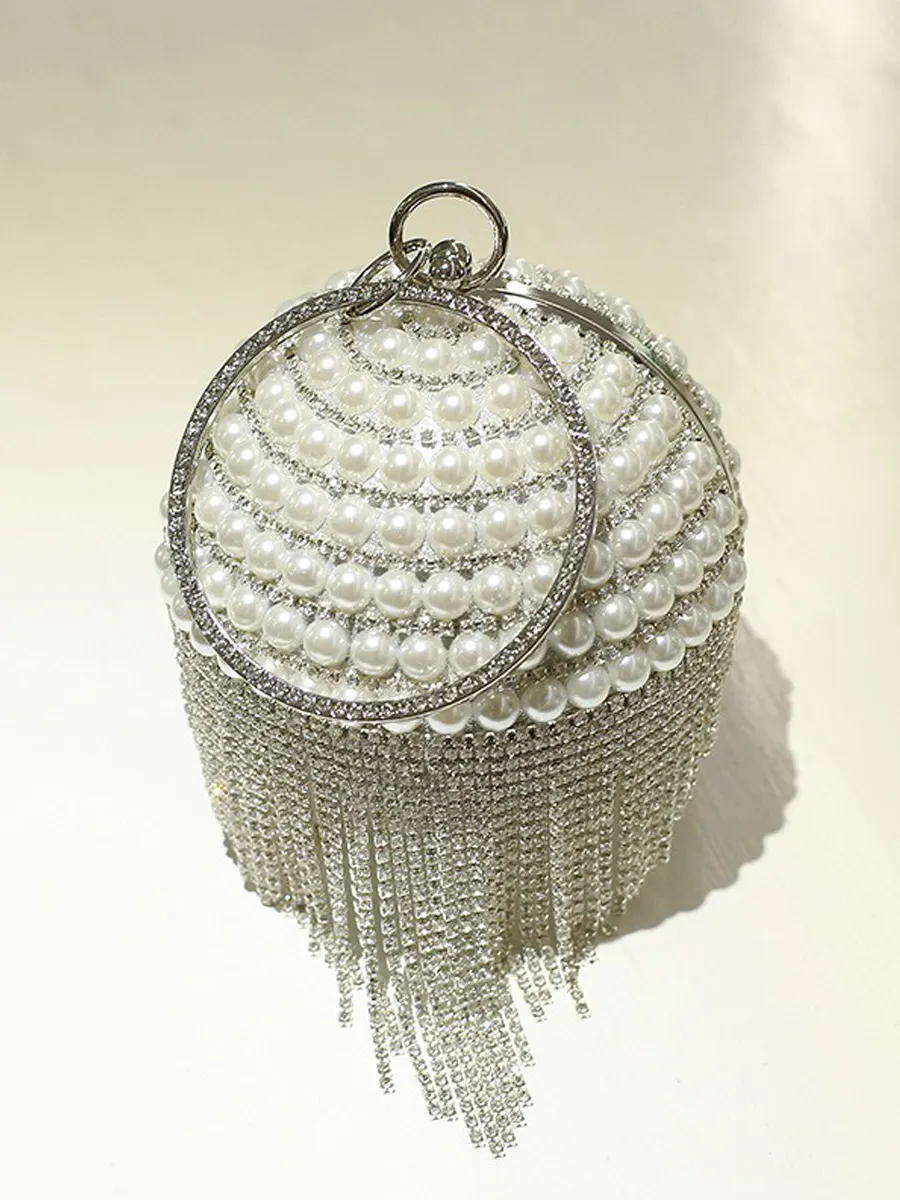 Gianna Large Pearl Tassel Round Bag