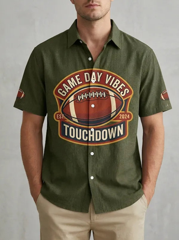 Men's American Football Game Day Vibes Touchdown Printed Shirt