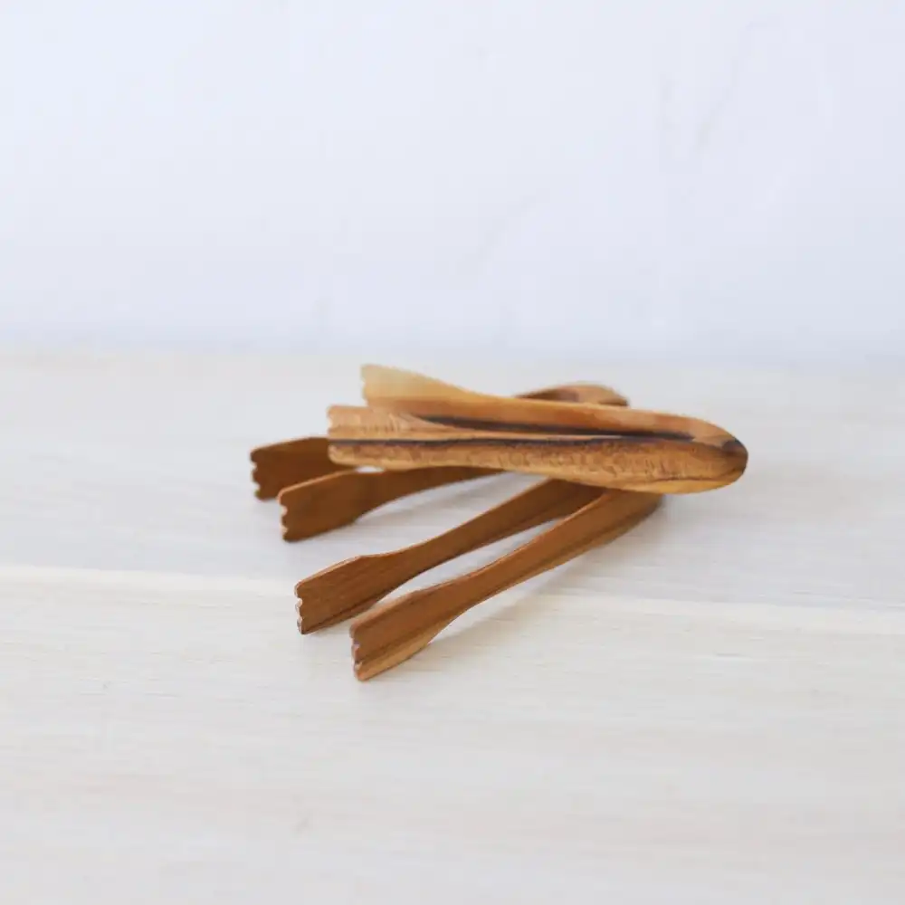 Teak Appetizer Serving Tongs