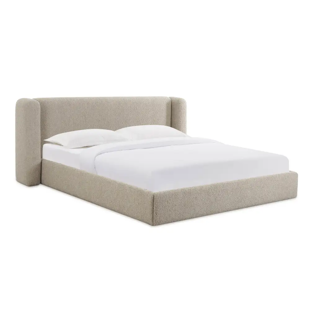 Woven Boucle Upholstered Bed