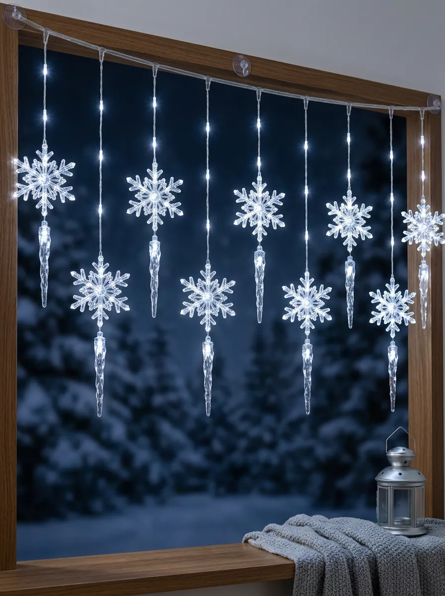 Classic Snowflake Icicle Christmas LED String Lights