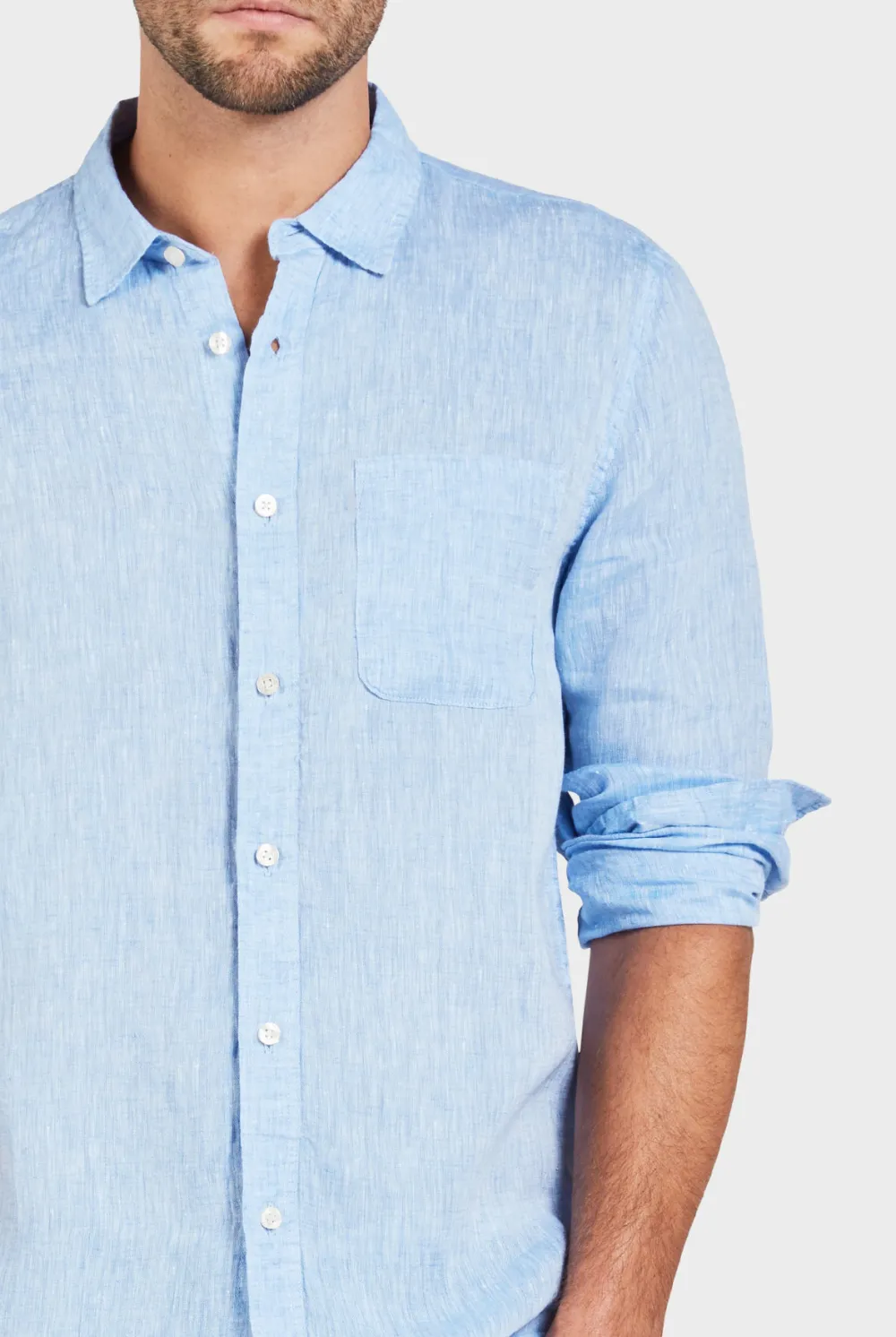 Micro Print Linen Blend Casual Button Up Shirt