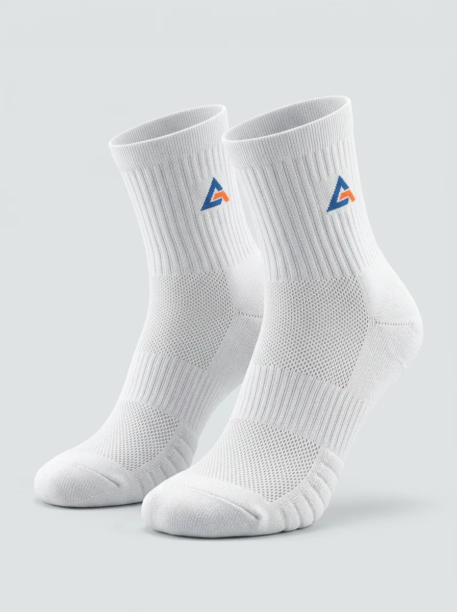 White Triangle Graphic Athletic Ankle Socks