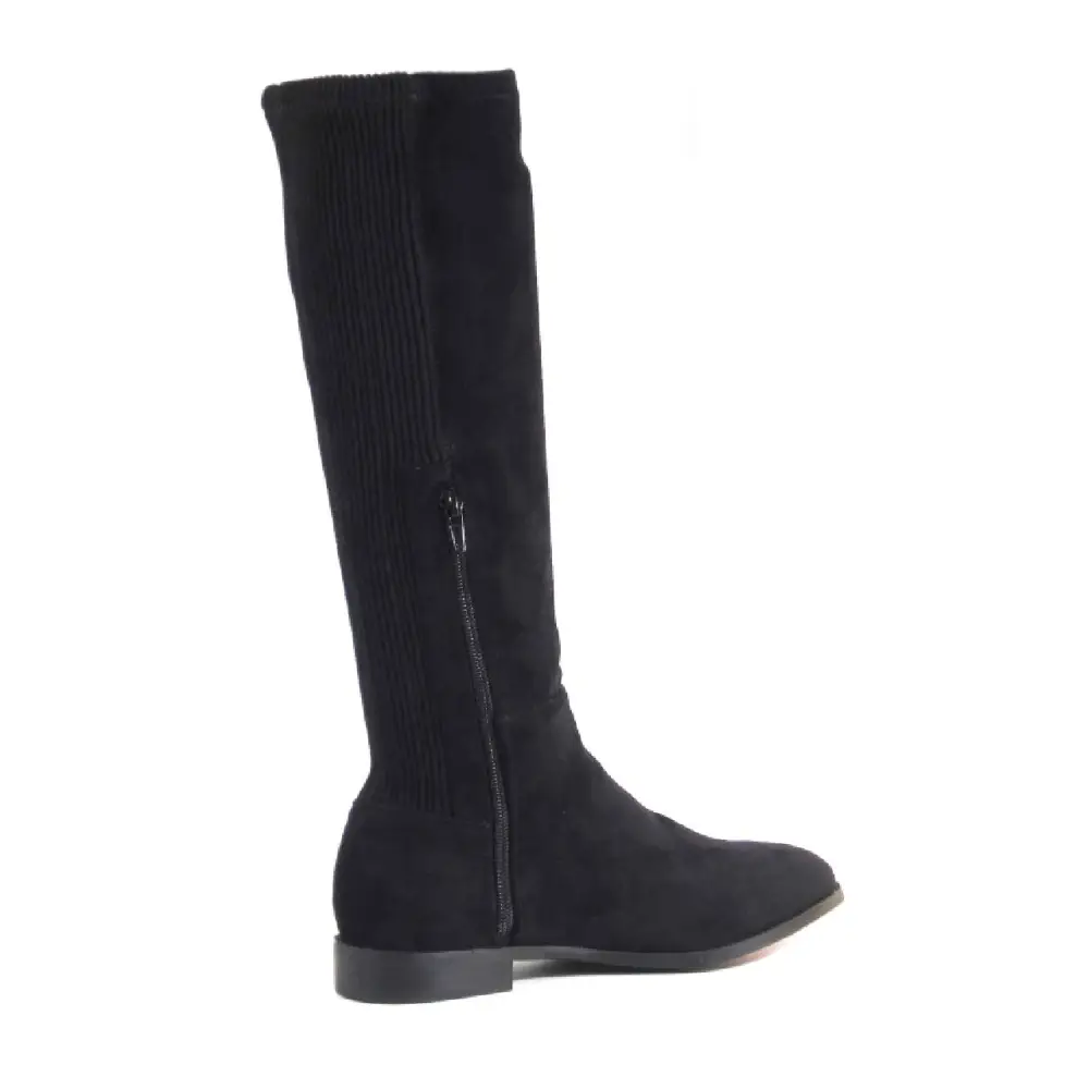 Stretch Back Pull On Knee High Boots