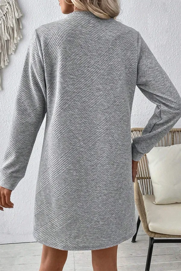 Easygoing Textured Long Sleeve Shift Mini Dress