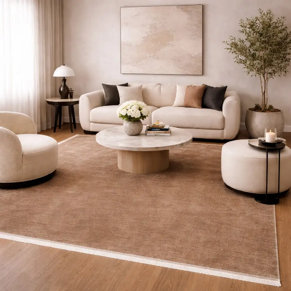 Hand-Loomed Wool Fringe Square Carpet