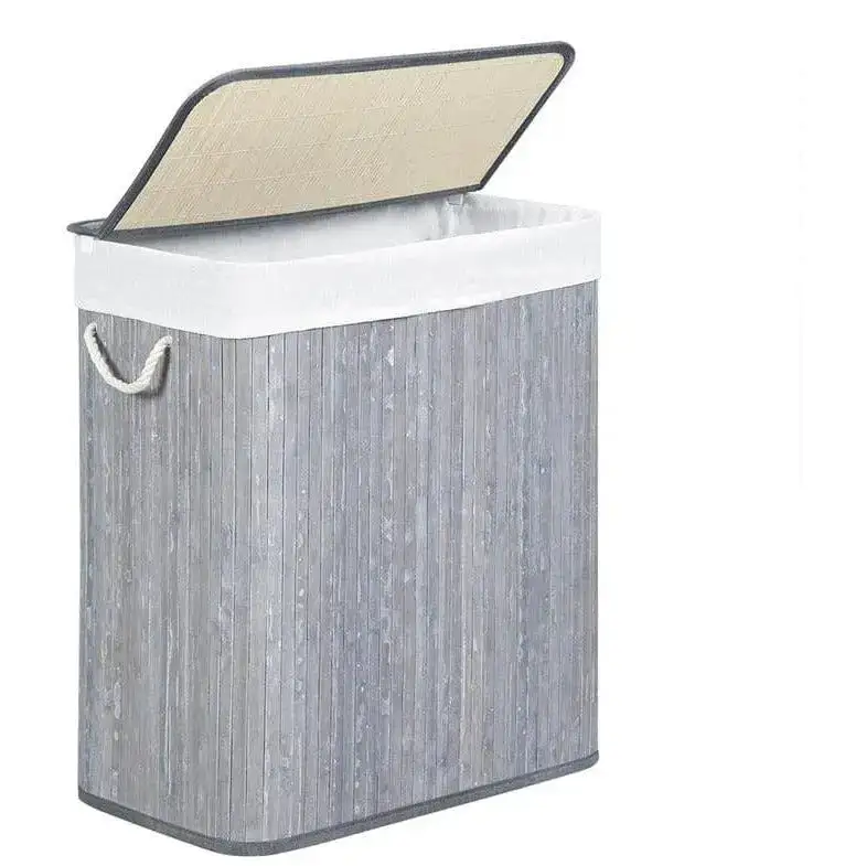 Lidded Bamboo Laundry Storage Basket