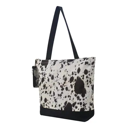 Cowhide Print Canvas Tote Bag