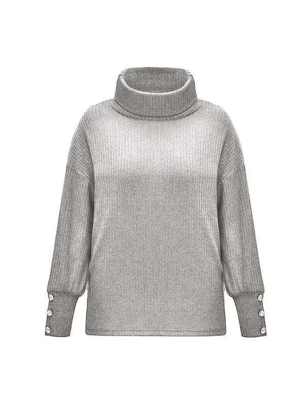 Winter Ribbed Cowl Neck Sweater