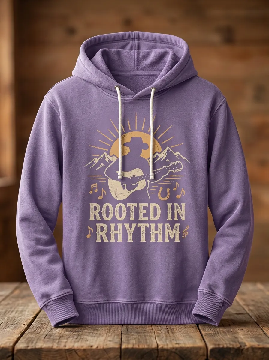 Western-Inspired Motif Unisex Country Music Pullover Hoodie