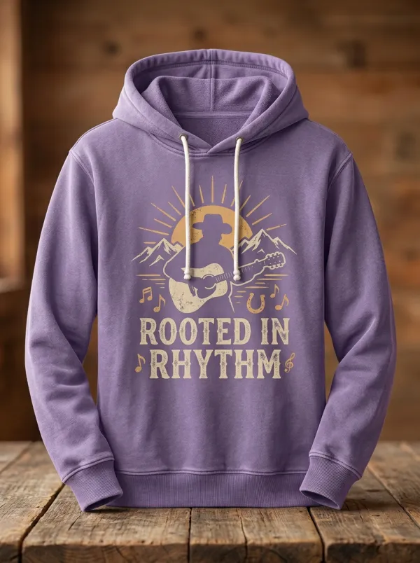 Western-Inspired Motif Unisex Country Music Pullover Hoodie