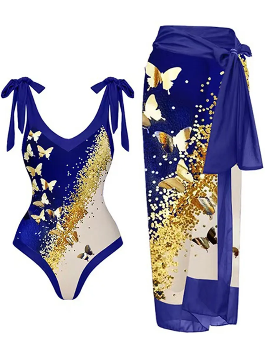 Natalie Chiffon Printed Swimsuit Set