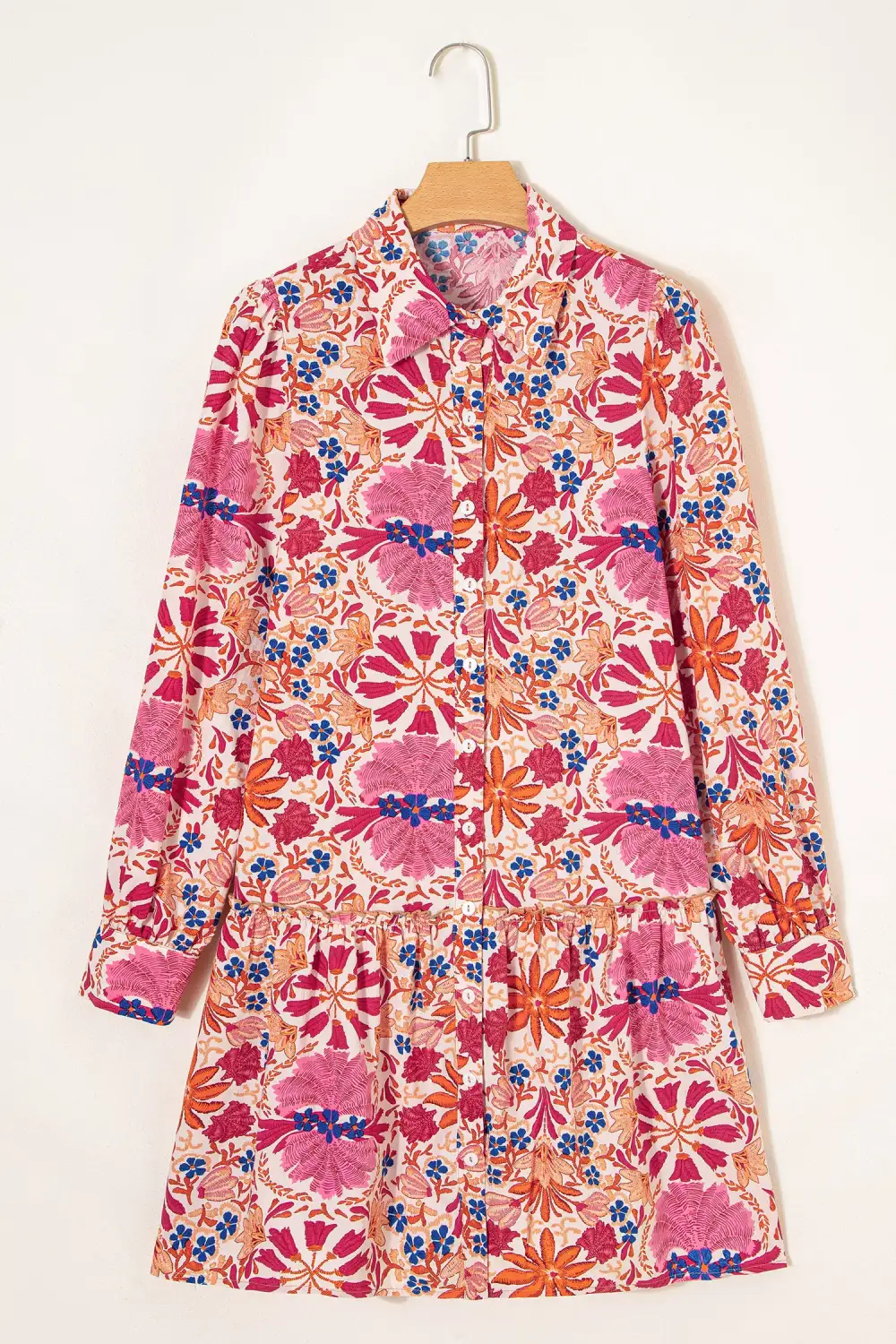 Floral Printed Long Sleeve Mini Dress