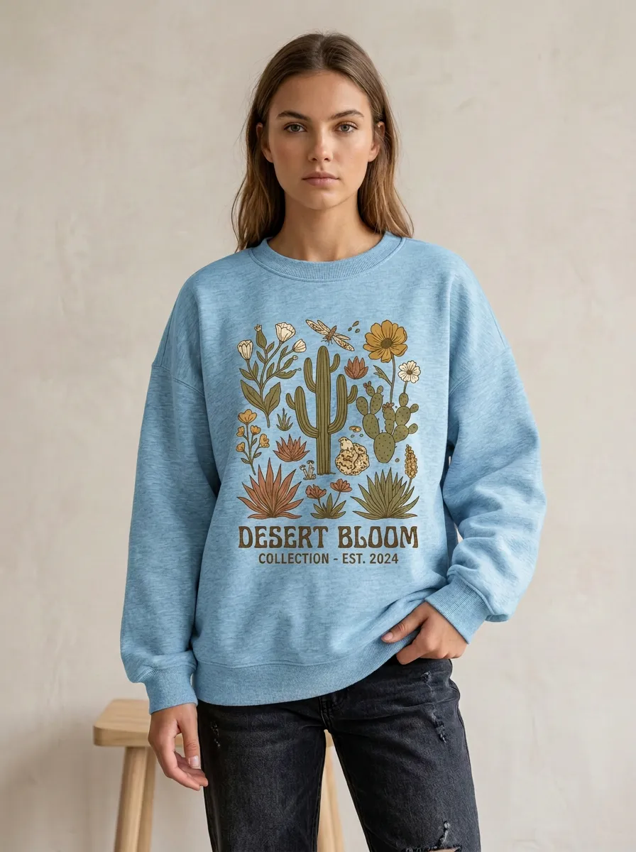Desert Nature Lover Cactus Flower Sweatshirt