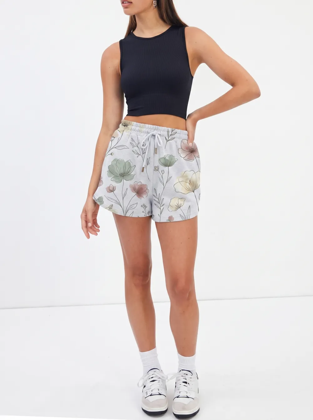 Women's Floral Botanical Watercolor Printed Shorts