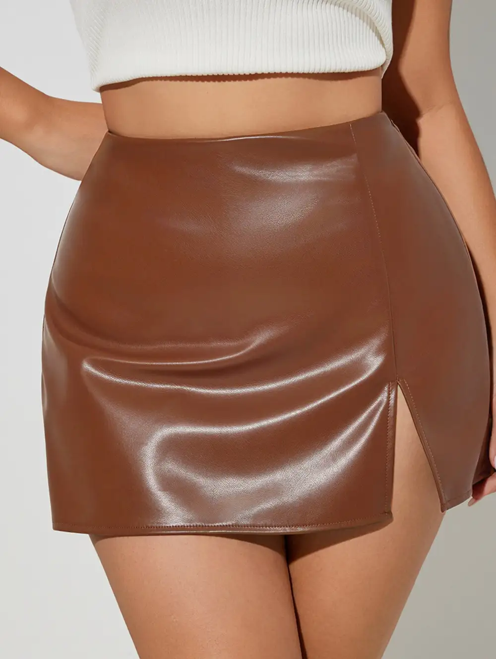 Slit Hem Bodycon Mini Skirt