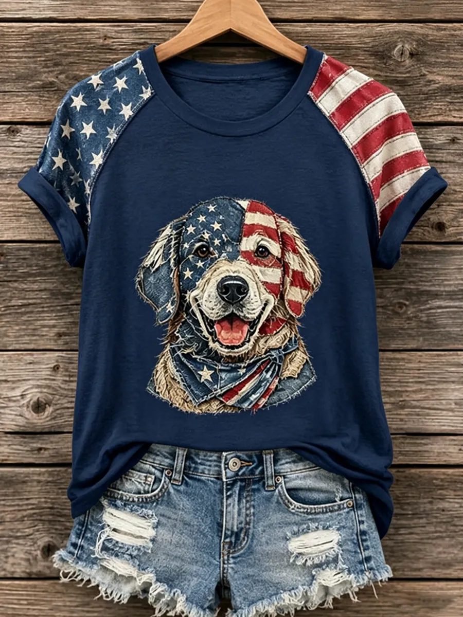 Women'S Proud American Dog 250Th Anniversary Patriotic Claw Print T-Shirt