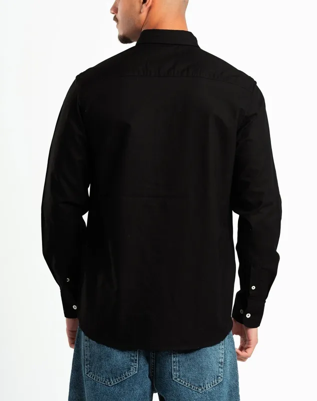 Black Structured Button Front Shirt