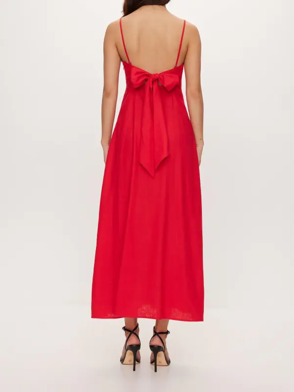 Linen Blend Slip Midi Dress