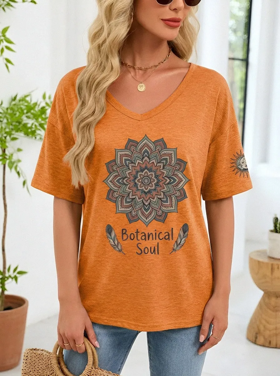 Botanical Soul Mandala T-Shirt Modern