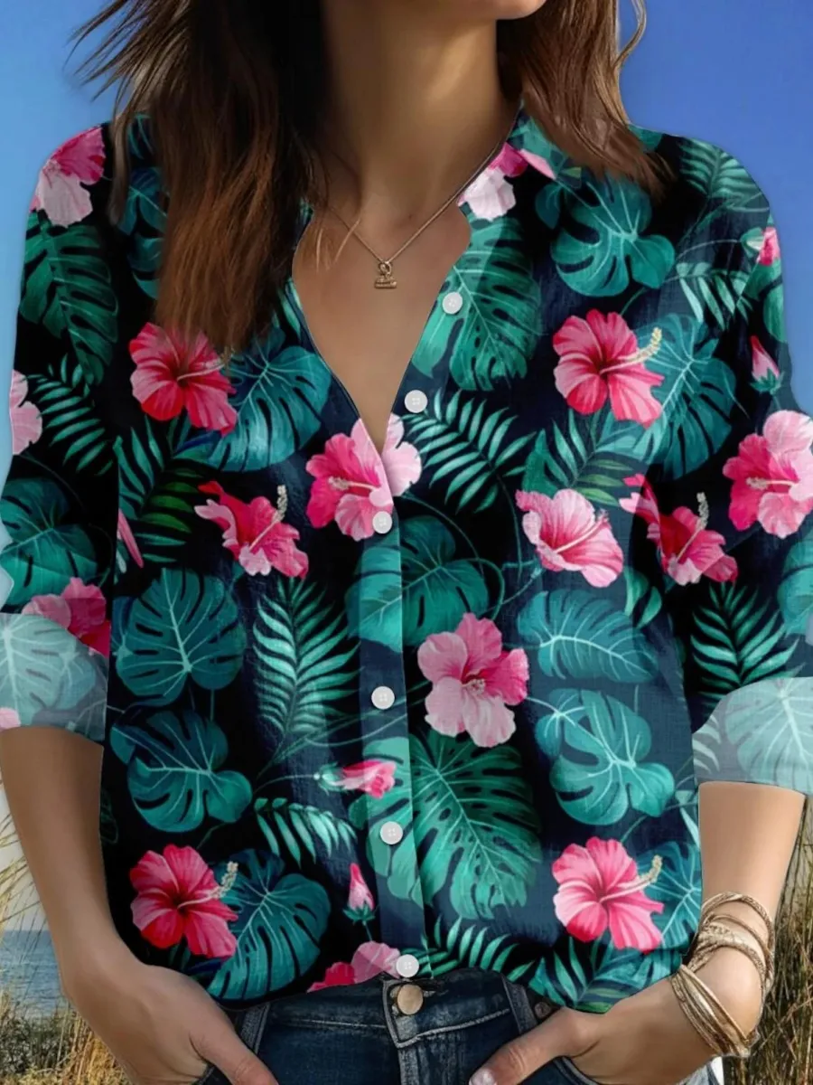 Tropical Flower Print Shirt