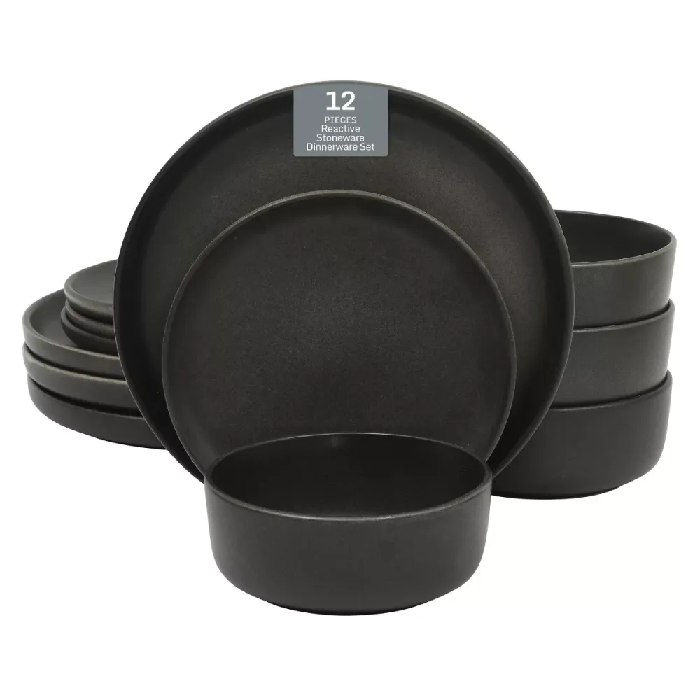 Stoneware Dinnerware Collection 12-Piece Reactive Glaze
