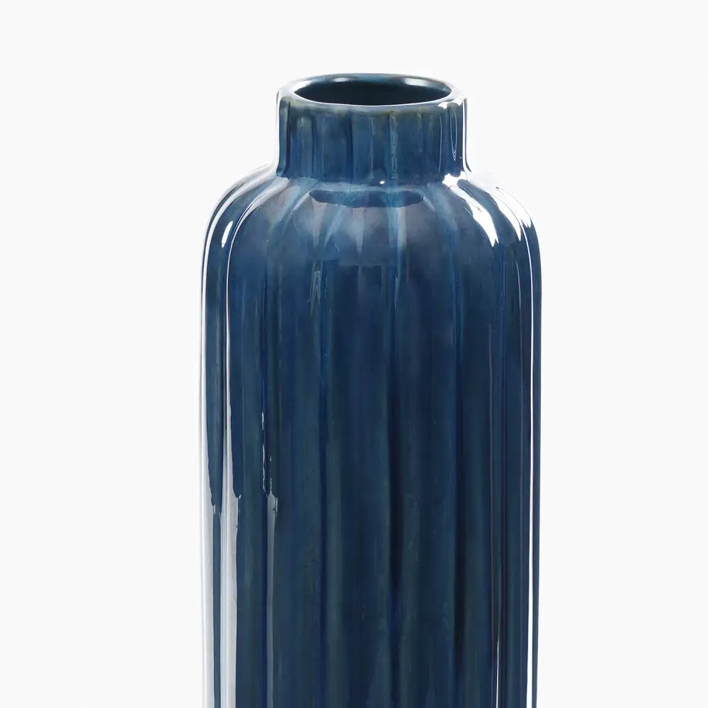 Navy Linear Ceramic Vase