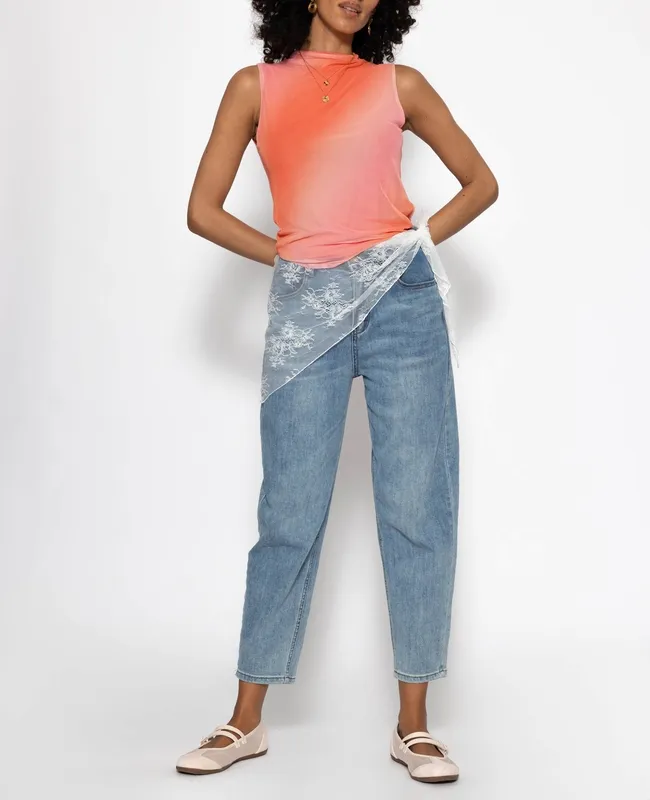 Coral Mesh Sleeveless Top