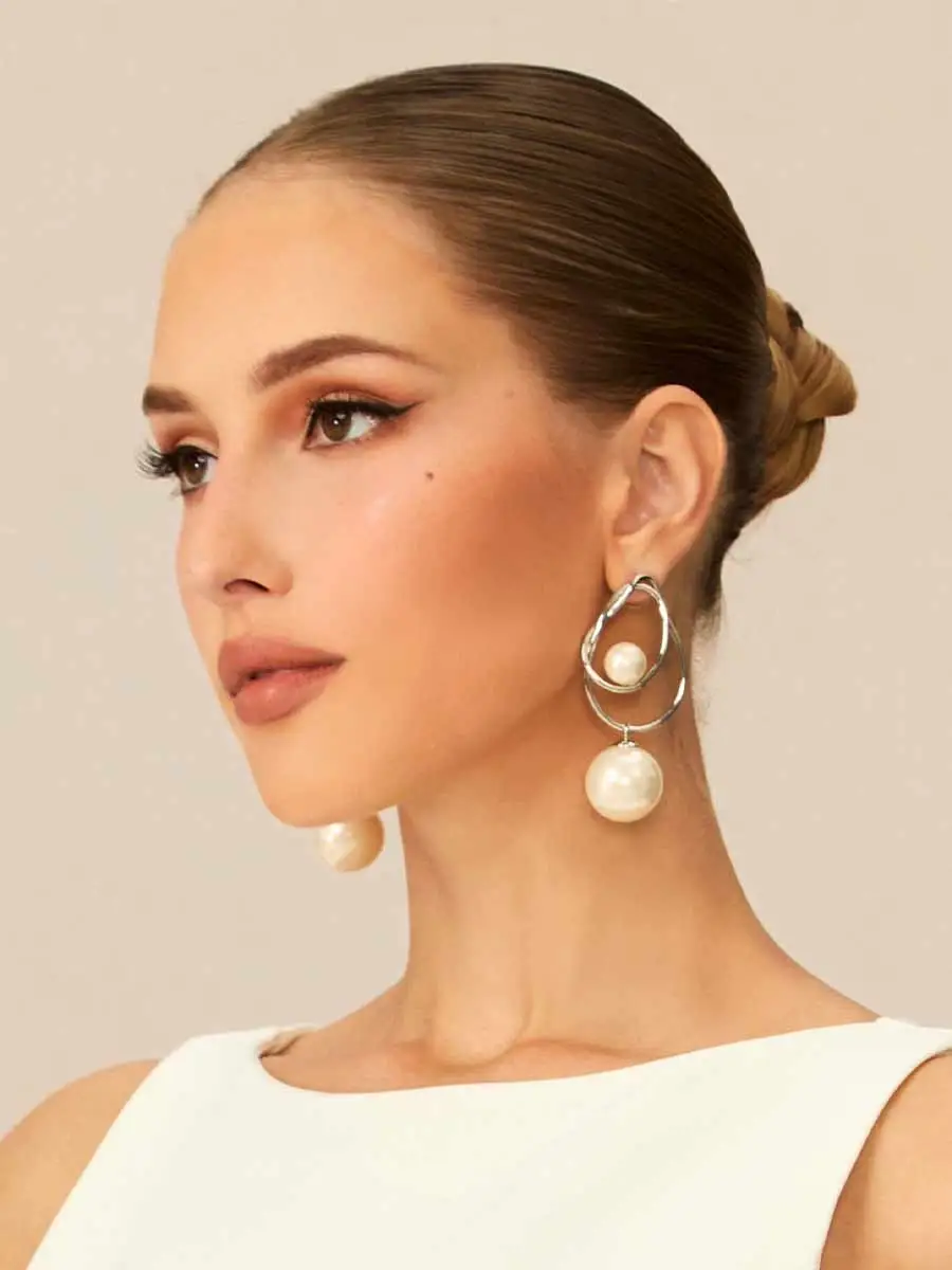 Alora Intertwined Loop Pearl Drop Earrings