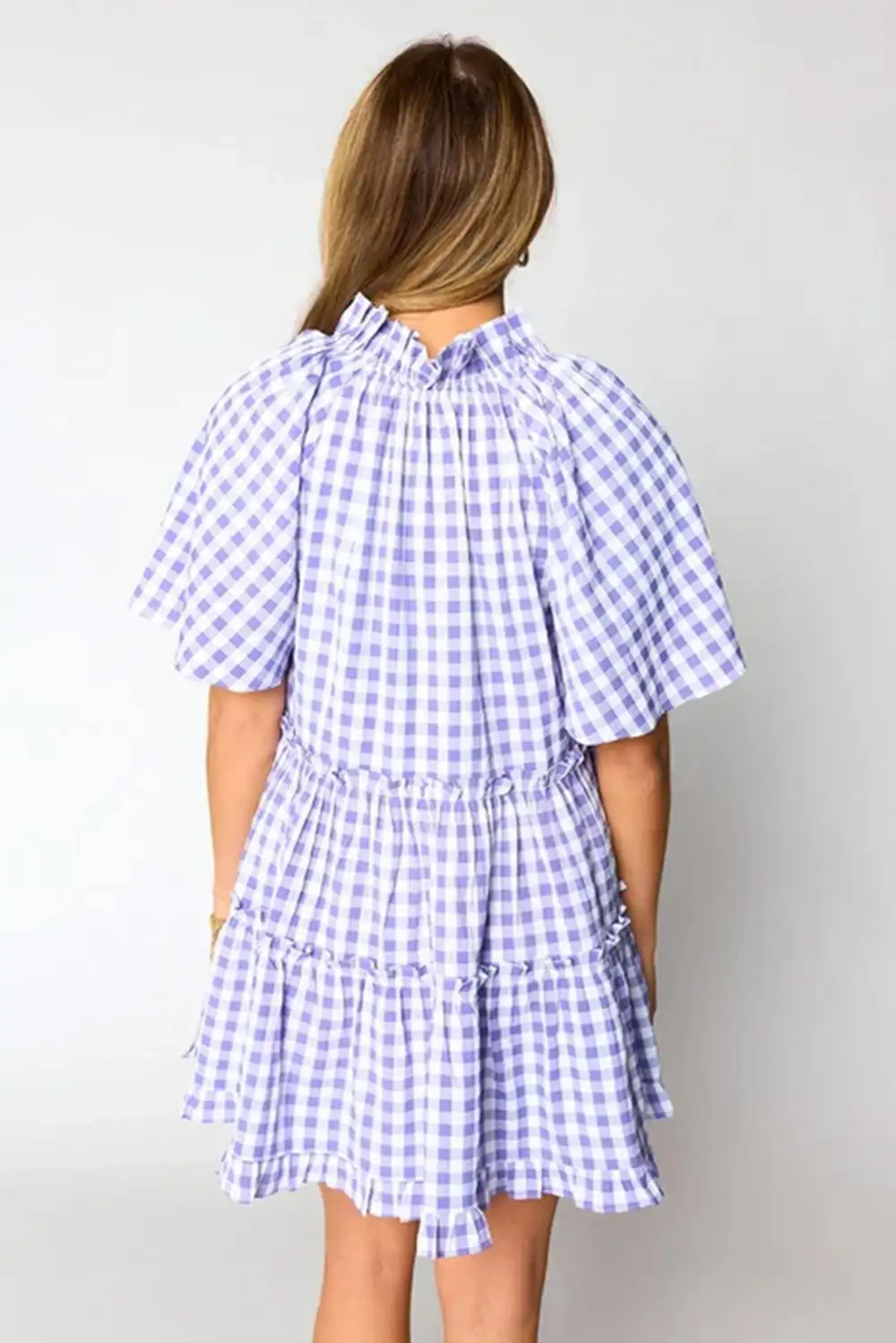 Ruffle Trim Short Sleeve Babydoll Mini Dress