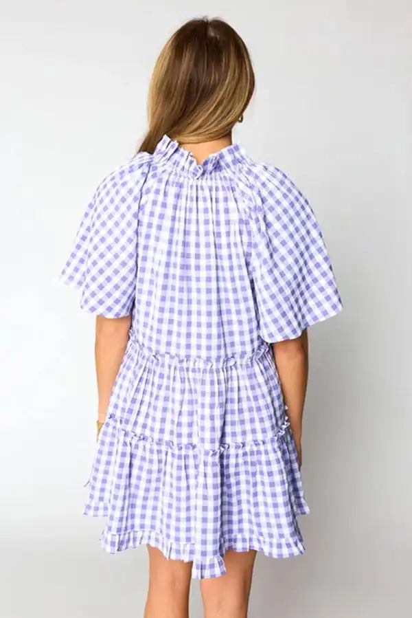 Ruffle Trim Short Sleeve Babydoll Mini Dress