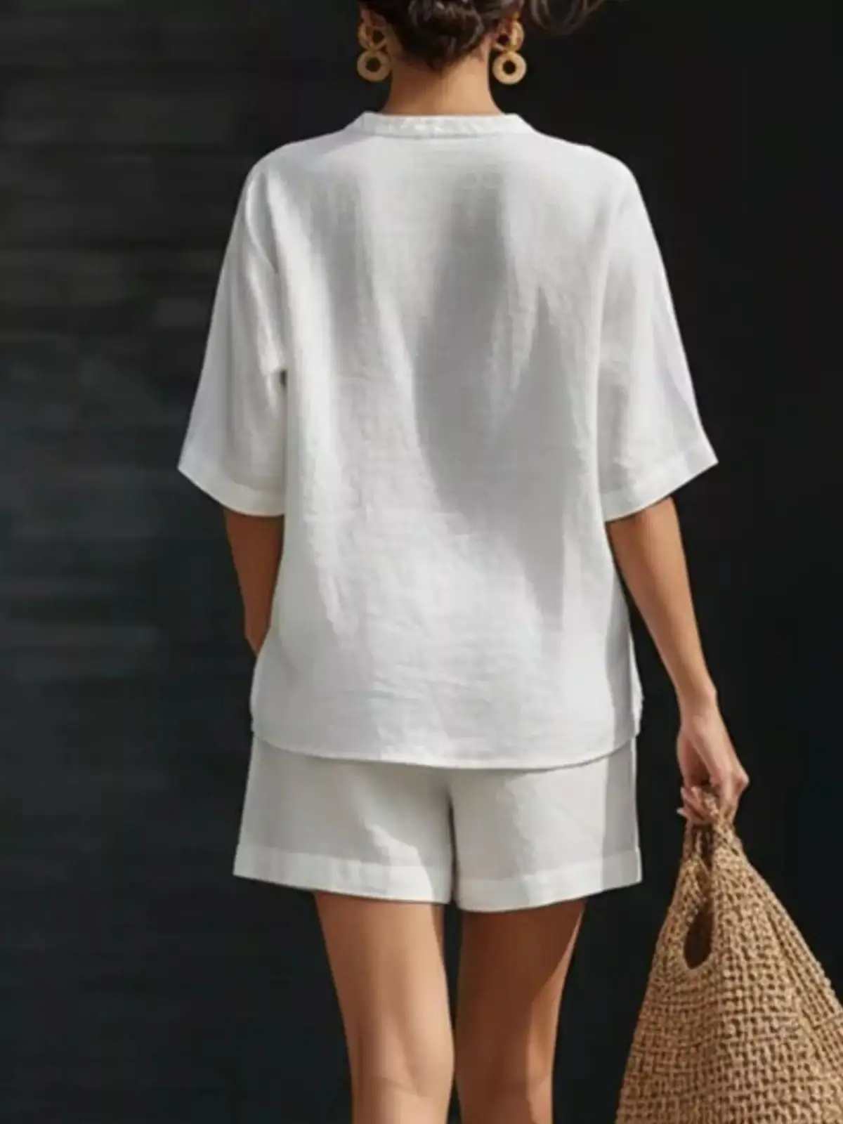 Modern Refined Pocketed Top and Shorts Matching Set