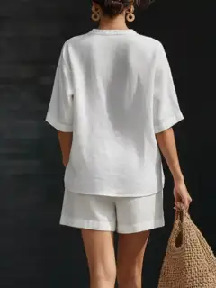 Modern Refined Pocketed Top and Shorts Matching Set