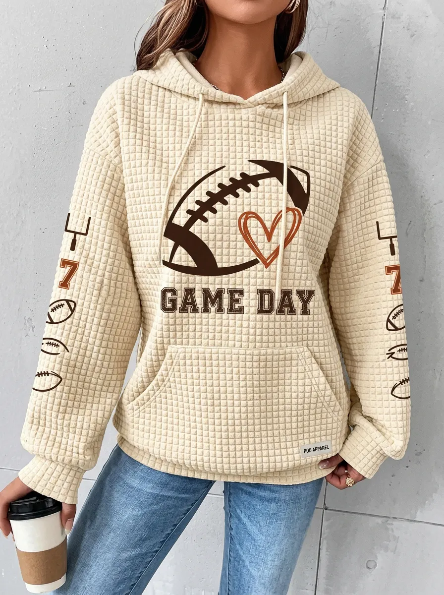 Football Graphic Casual Hoodie