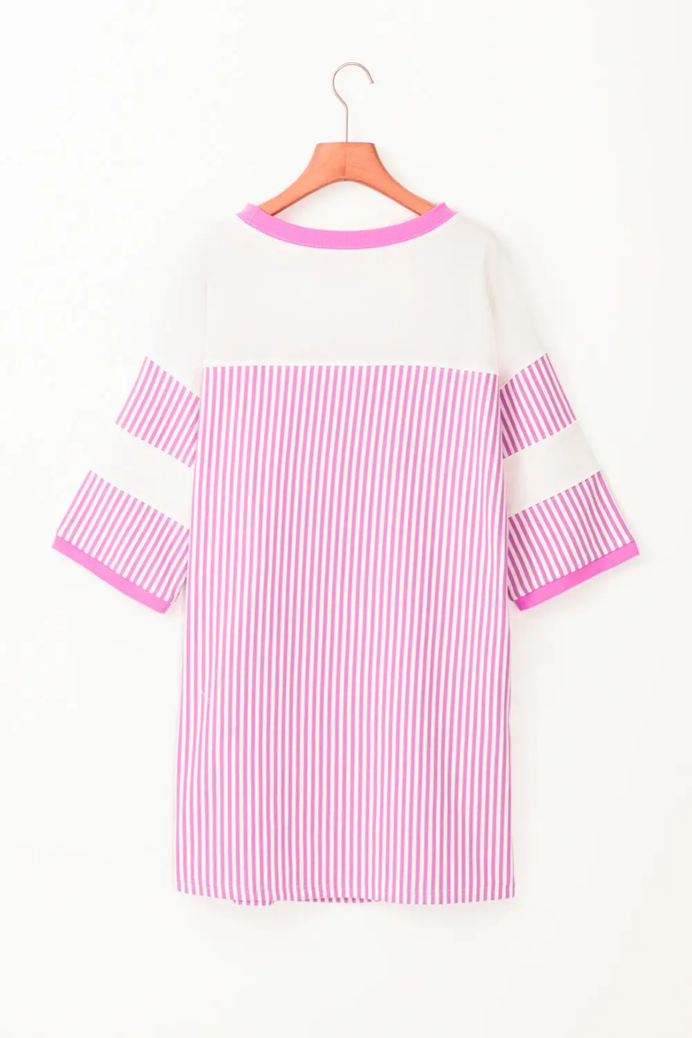 Striped Mixed Panel Relaxed Fit Mini Dress
