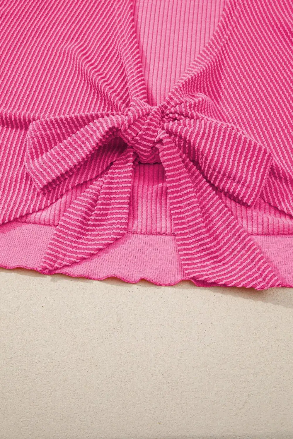 Spiral Ribbed Cutout Bow Knot Back Oversize