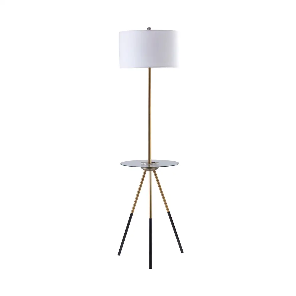 Floor Lamp With Glass Table And Built-In USB