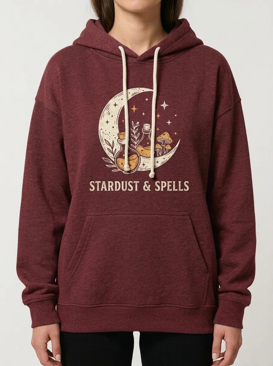 Women's Halloween Witchy Moon Mushroom Potion Printed Hoodie