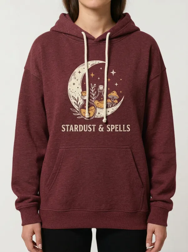 Women's Halloween Witchy Moon Mushroom Potion Printed Hoodie