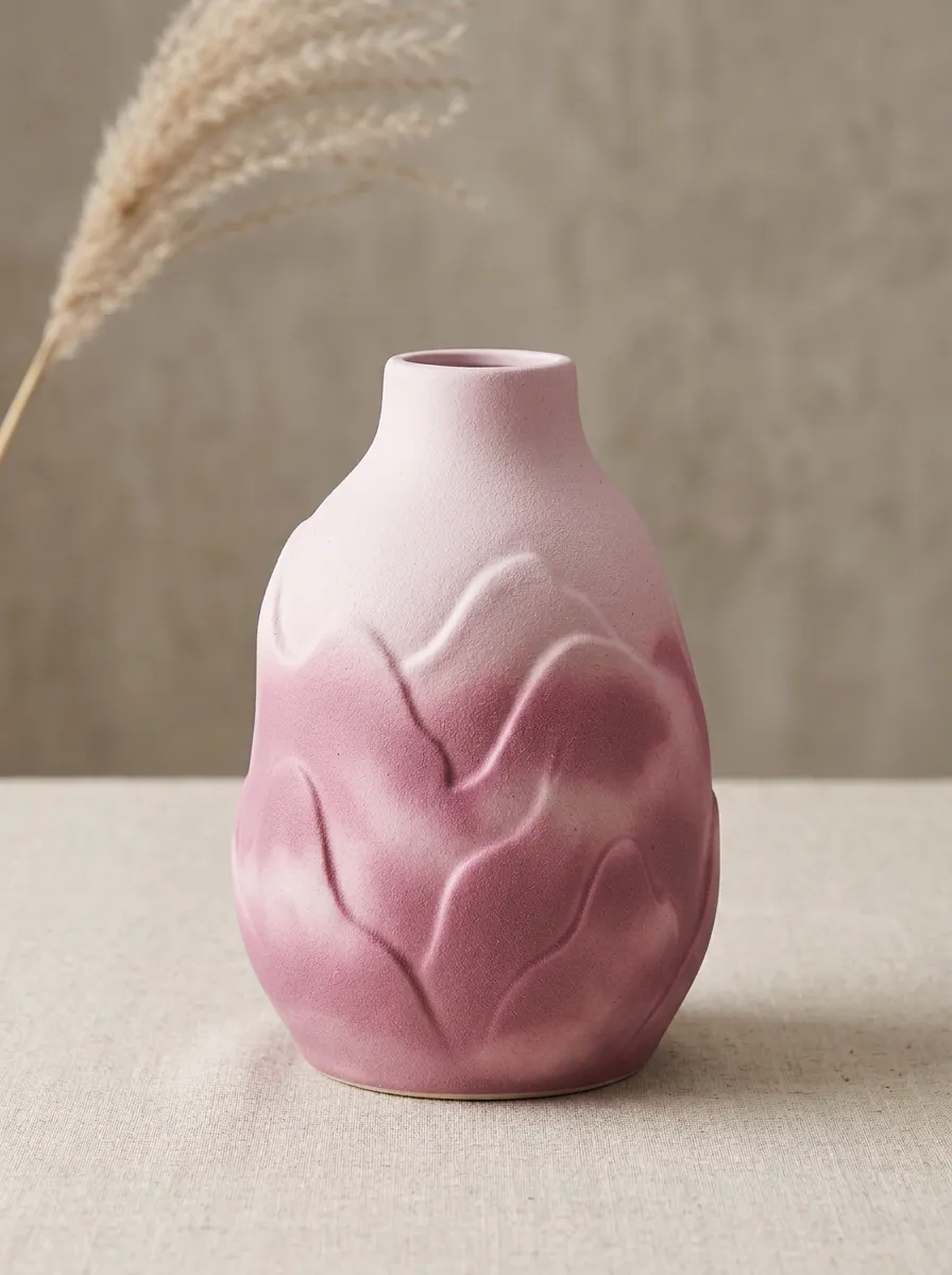 Minimalist Leaf Embossed Ceramic Table Vase