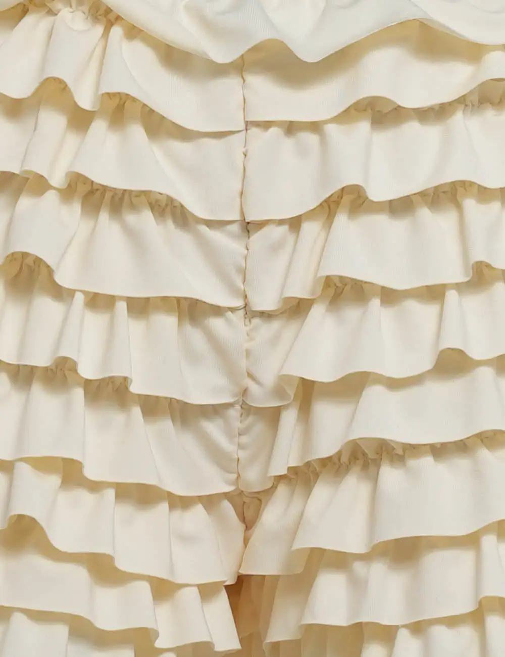 Tiered Ruffle Solid Color Elastic Waist Mini Shorts