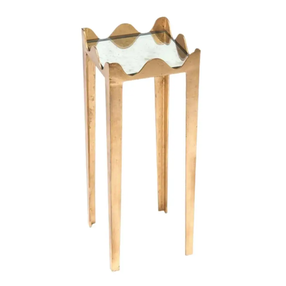 Brass Detail Scalloped Side Table