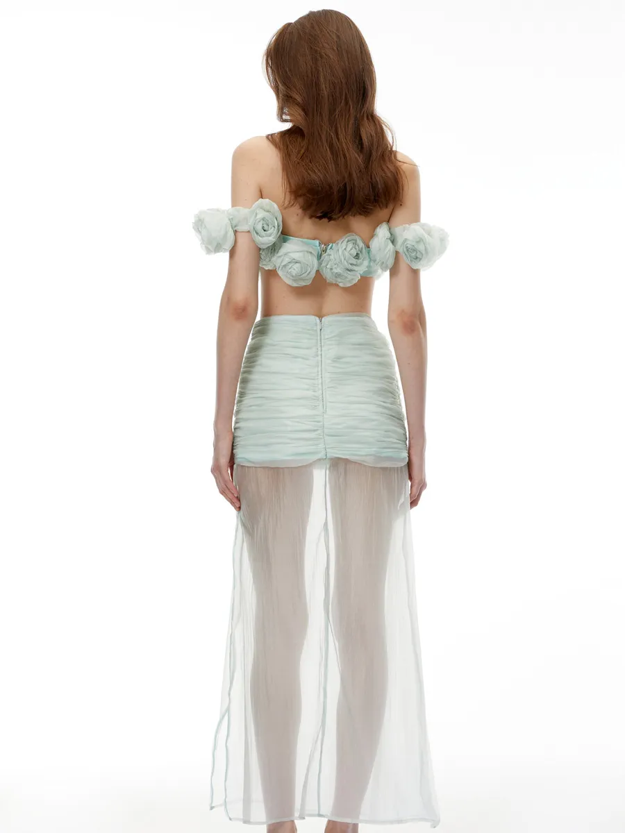 Liana 3D Floral Strapless Two Piece Set