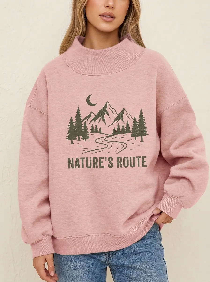 Women's Nature Lover Mountain Forest Moon Printed Sweatshirt