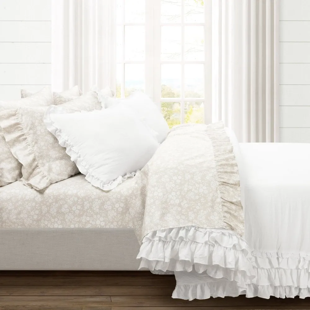 Floral Ruffled Garden Sheet Bedding Set