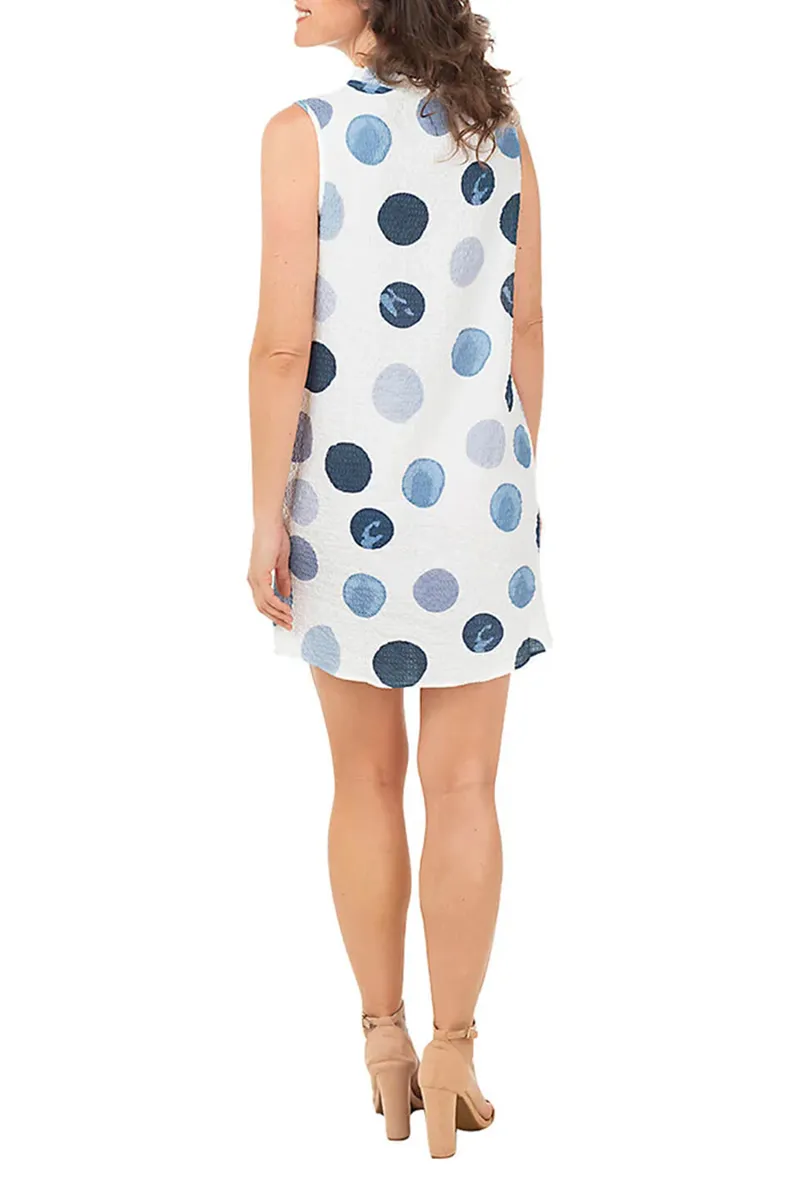 Chambray Dot Textured Ruffle Dress